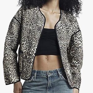 Leopard Print lightweight siring quilted style jacket casual free style